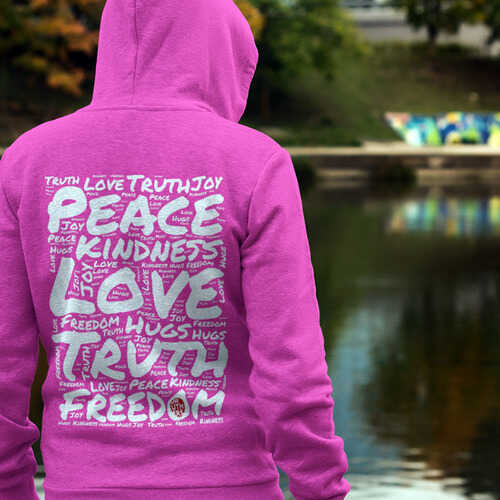 druthers-truth-love-freedom-hoodie-pink-back Druthers Truth Love Freedom Hoodie Pink Back