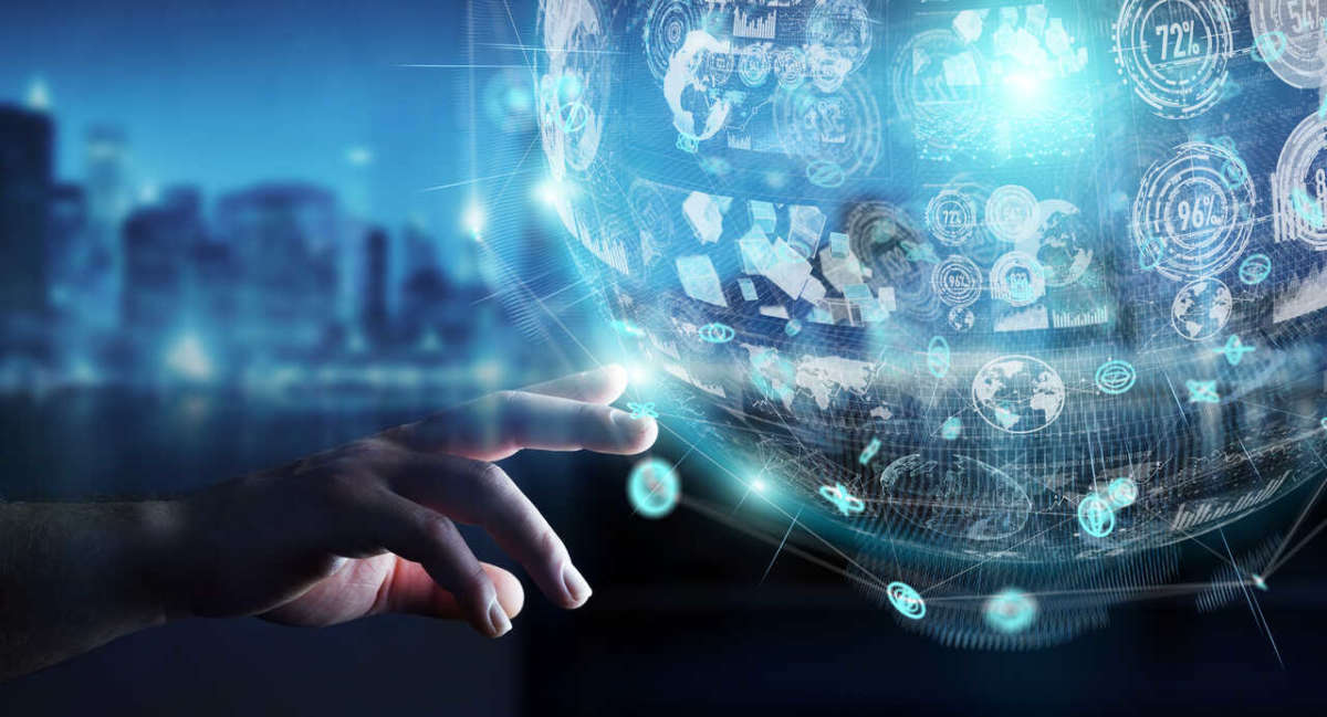 Businessman,on,blurred,background,using,holograms,datas,digital,sphere,3d